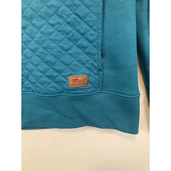 LL Bean Quilted Quarter Zip Pullover Sweatshirt Teal Blue Size S - Picture 10 of 11